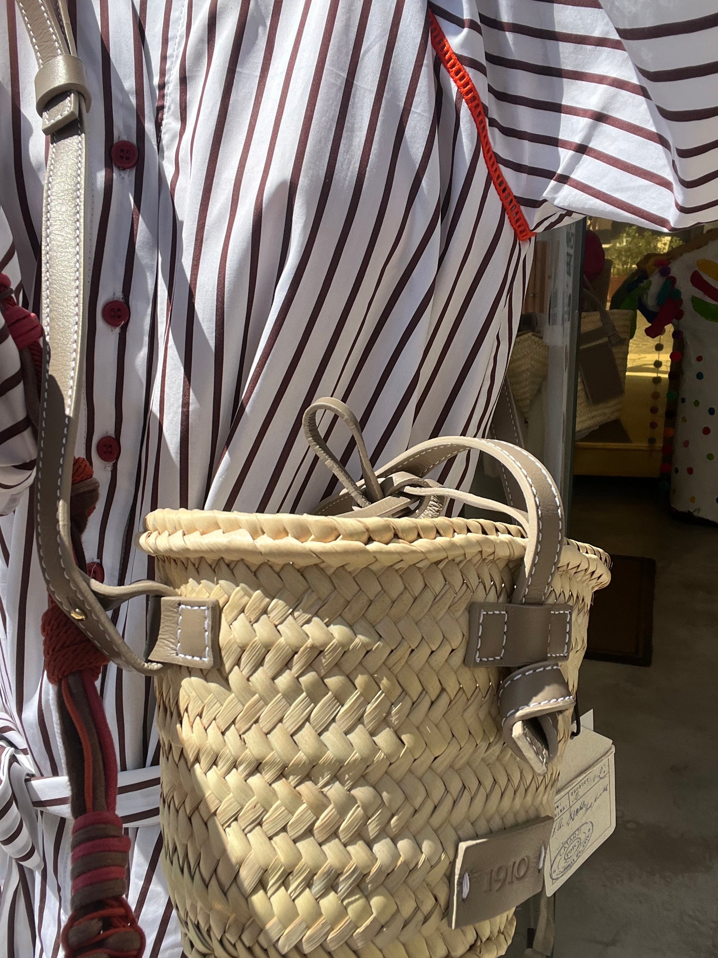 Borsa - TINO Piccolo Cestino di Palma Naturale/Talpa
