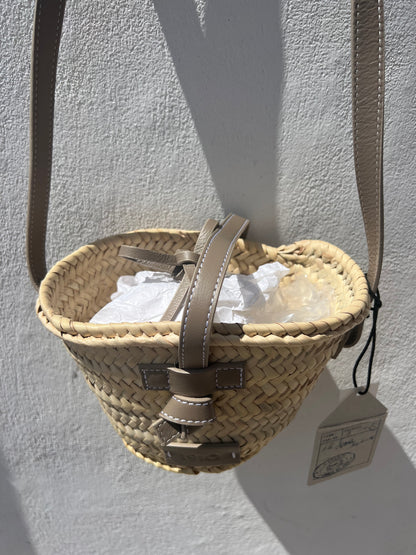 Borsa - TINO Piccolo Cestino di Palma Naturale/Talpa