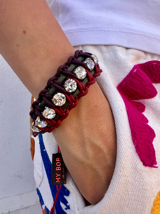 Bracciale - Bracciale Juliette Beige Marrone Rosso Verde & Pietre