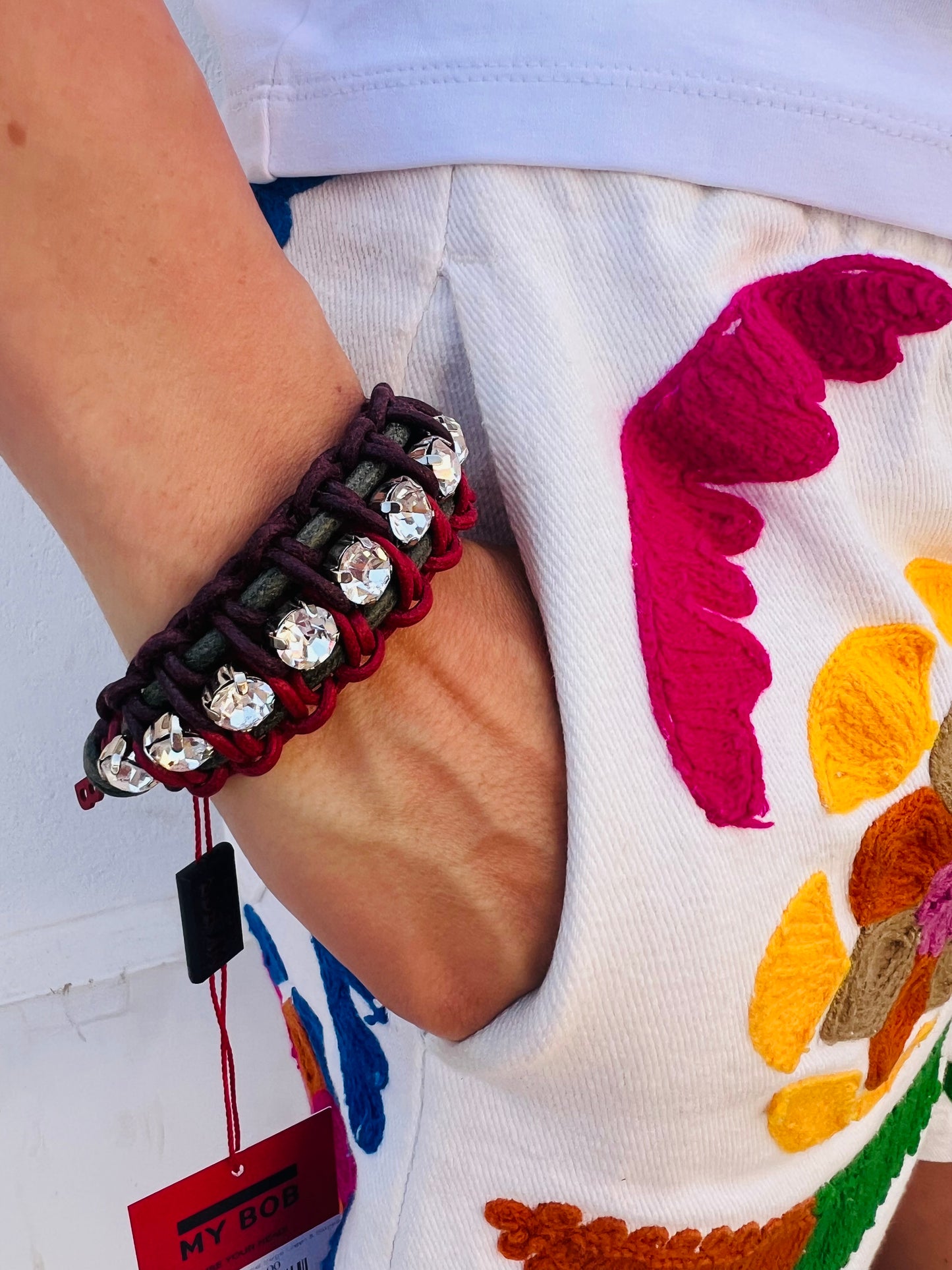 Bracciale - Bracciale Juliette Beige Marrone Rosso Verde & Pietre