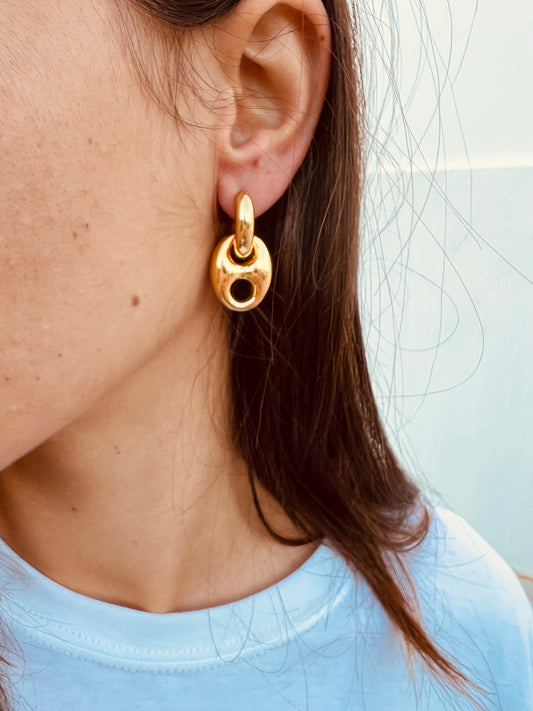 Earrings - Single Earring gold coffeee bean