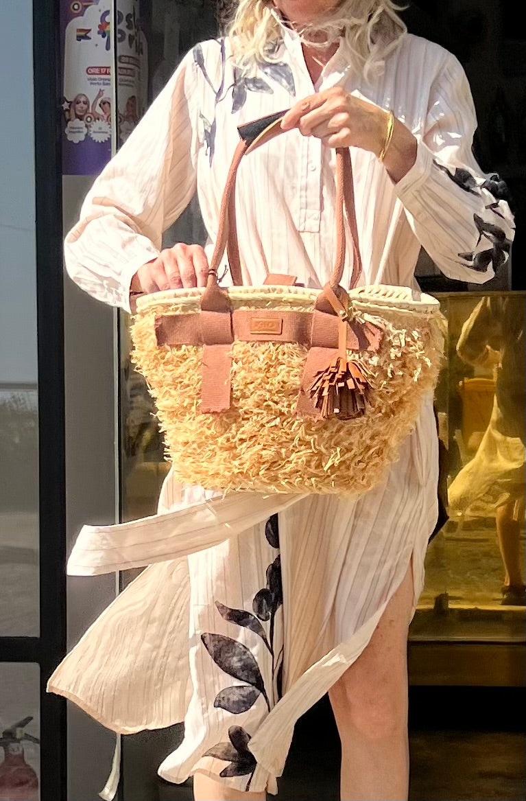 Borsa - SAMOS Palm Basket Naturale/Marrone Chiaro