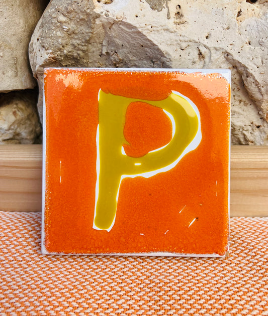 Plate - Ceramic tile letter P