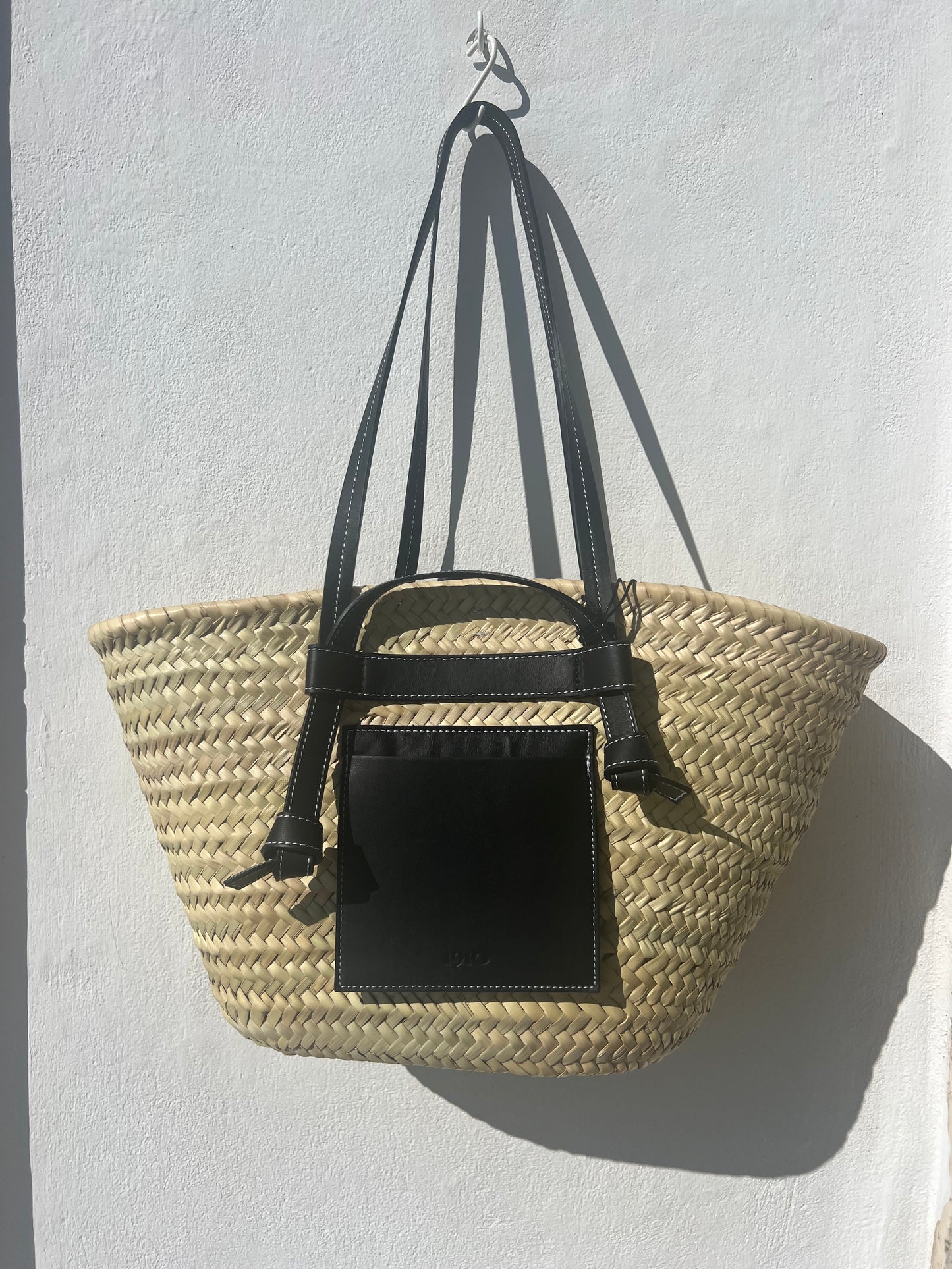 Borsa - ITACA Grande Cestino di Palma Naturale/Nero