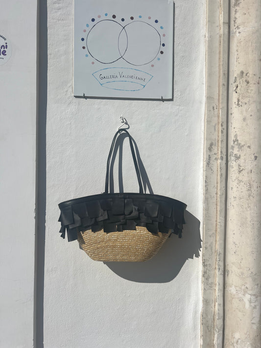Borsa - FORMENTERA Grande Cesto di Palma Naturale/Nero