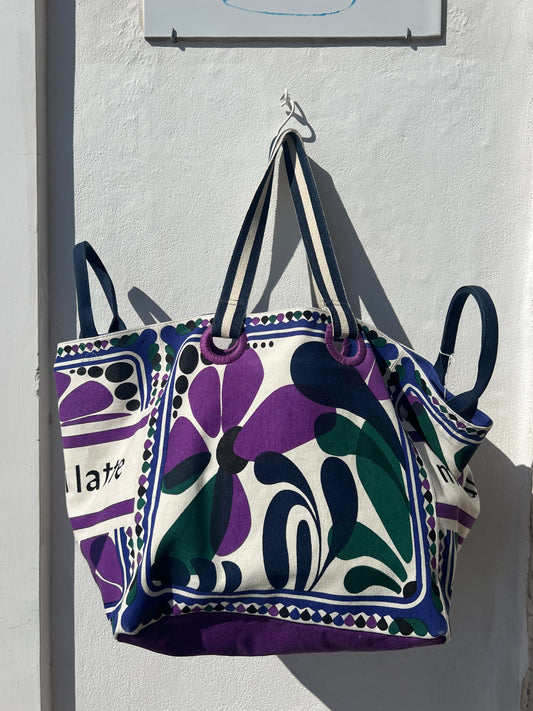 Bags -  Cube Bag Baroque print Purple
