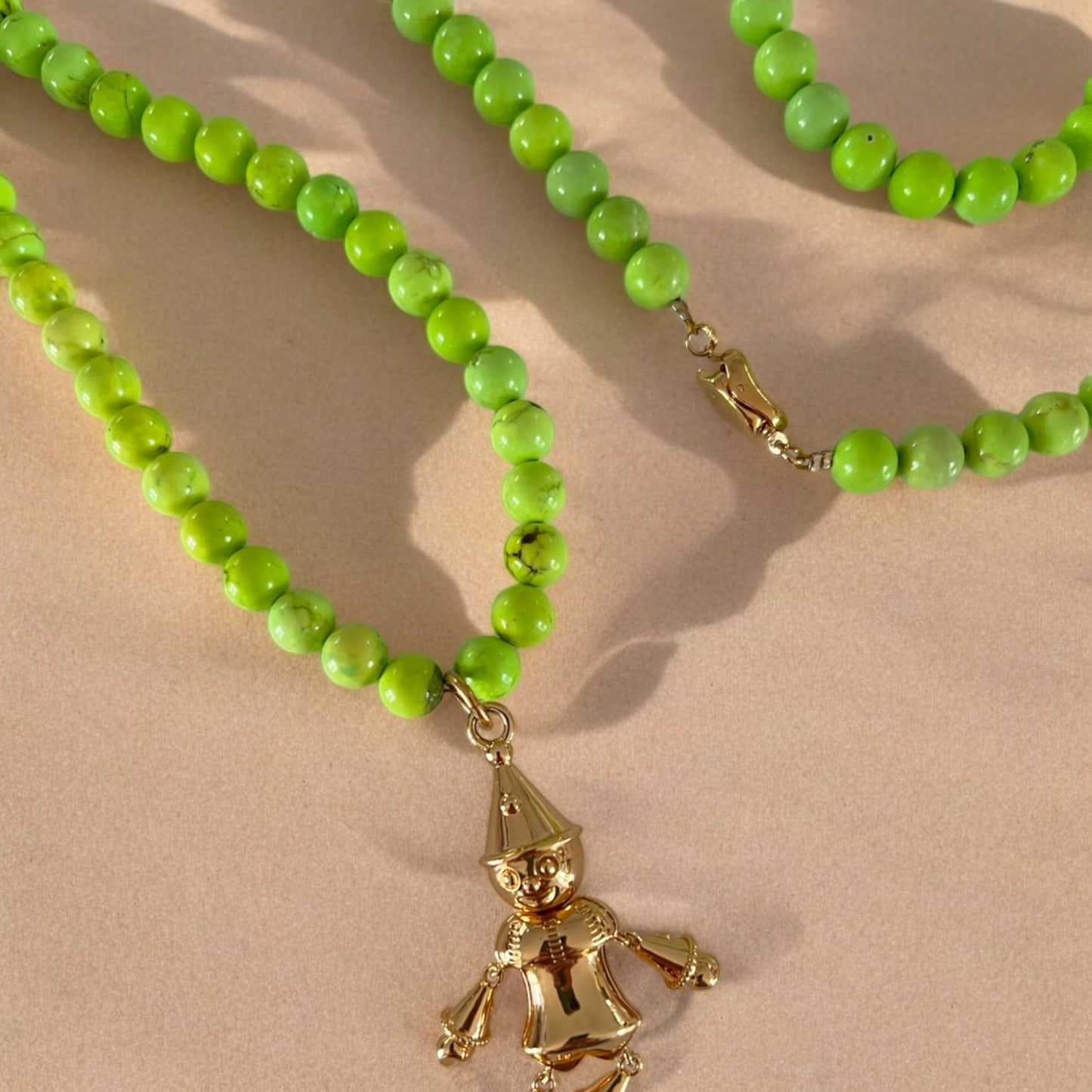 Necklace - Green bead multi wrap Pinnochio necklace