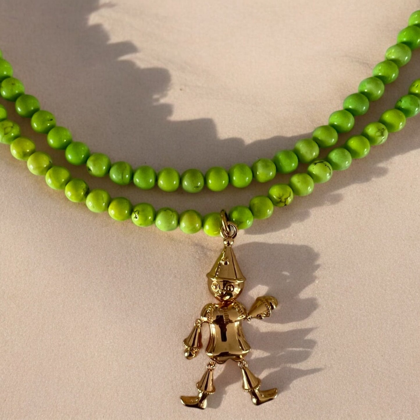 Necklace - Green bead multi wrap Pinnochio necklace