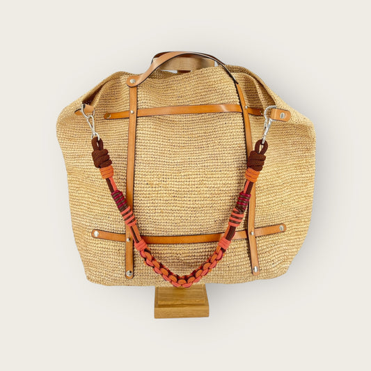 Bag - CANDIDE Natural Raffia Bag With Multicolor Cotton Strap