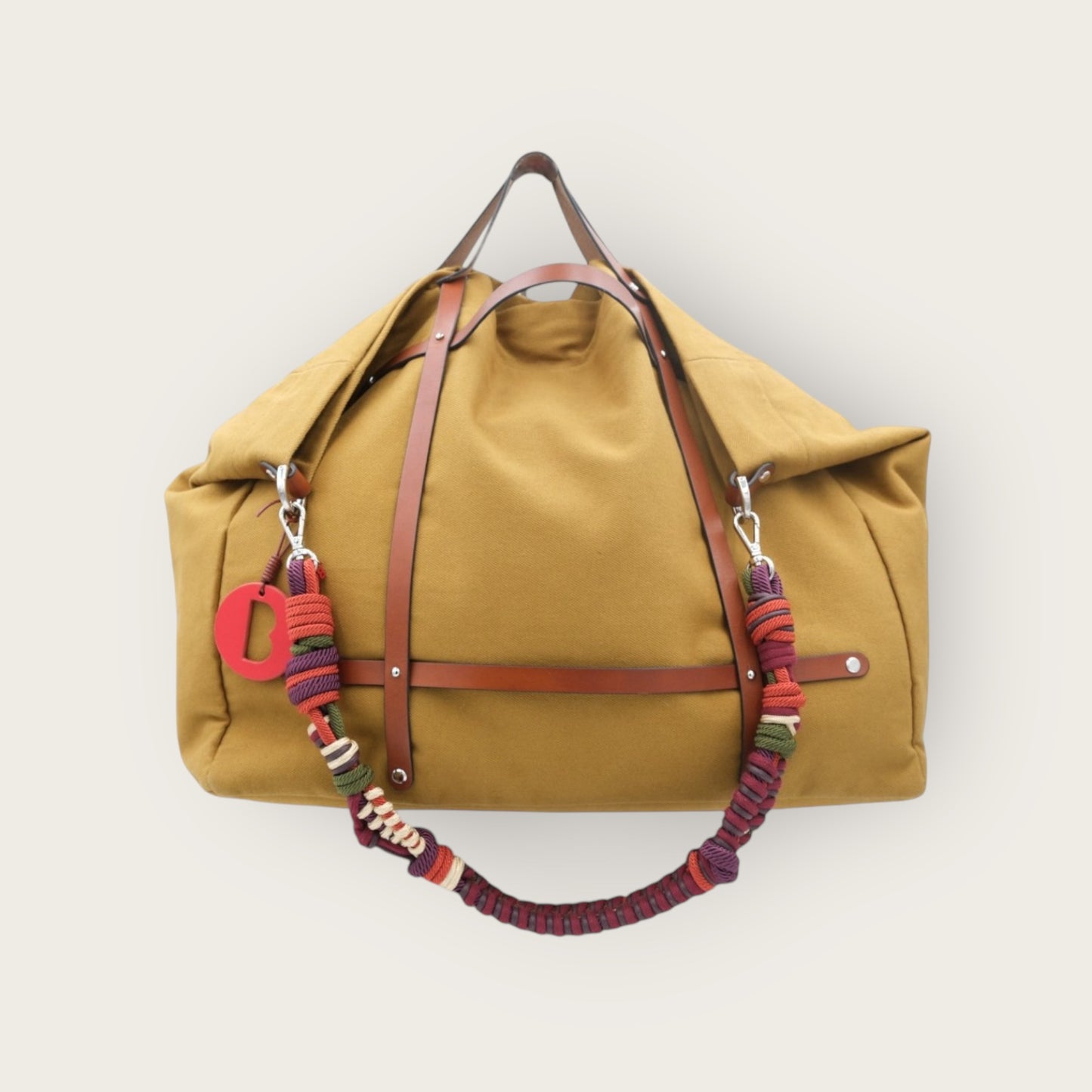 Bag - CANDIDE Tobacco Bag With Multicolor Cotton Strap