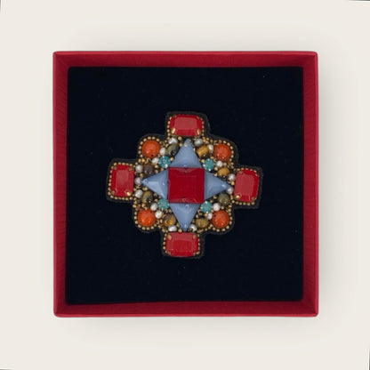Broche - Broche CROIX ORTHODOXE de luxe Rouge & Bleu