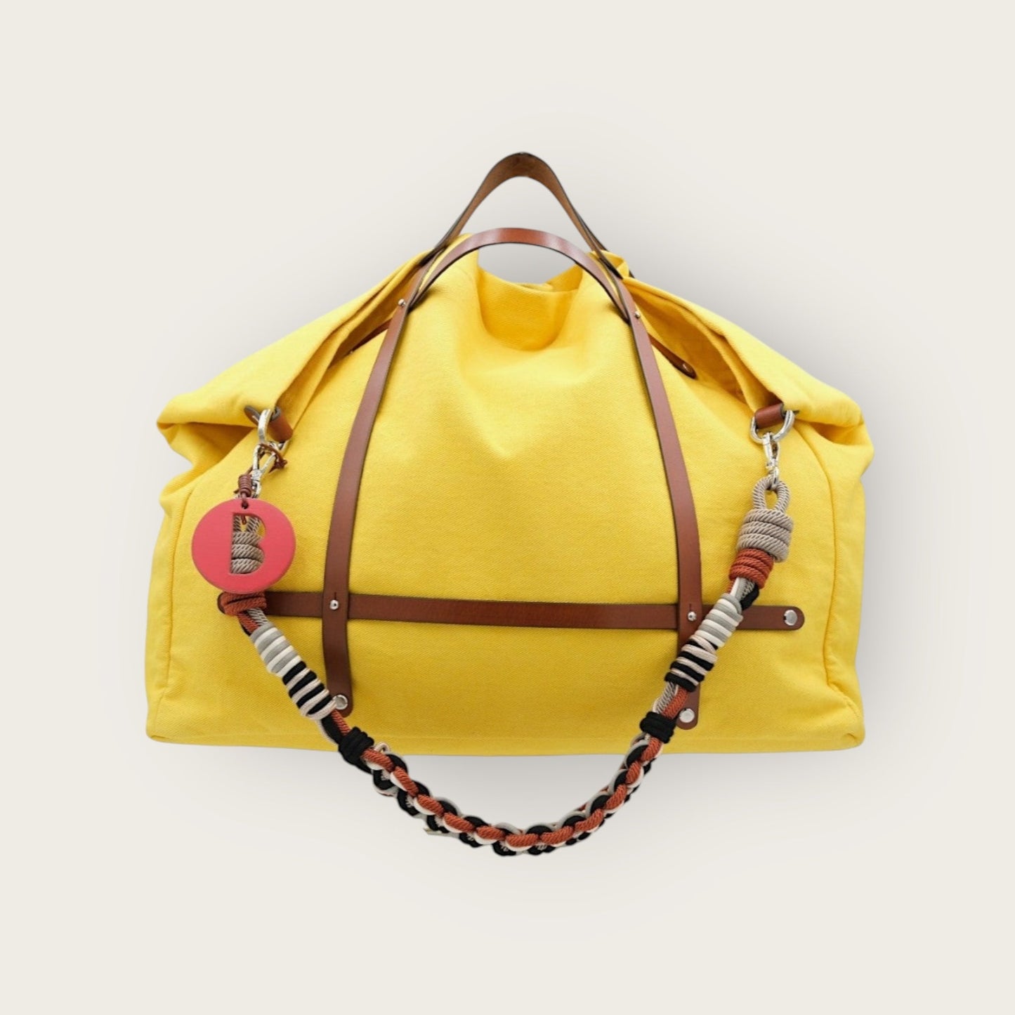 Bag - CANDIDE Yellow Bag With Multicolor Cotton Strap