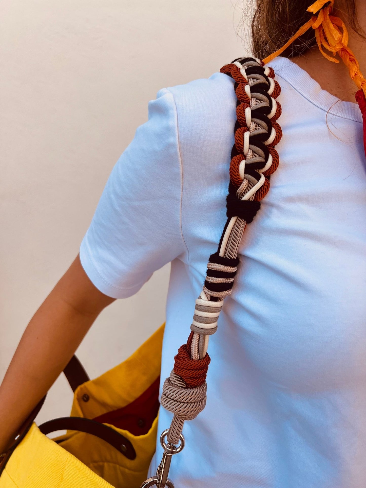 Bag - CANDIDE Yellow Bag With Multicolor Cotton Strap