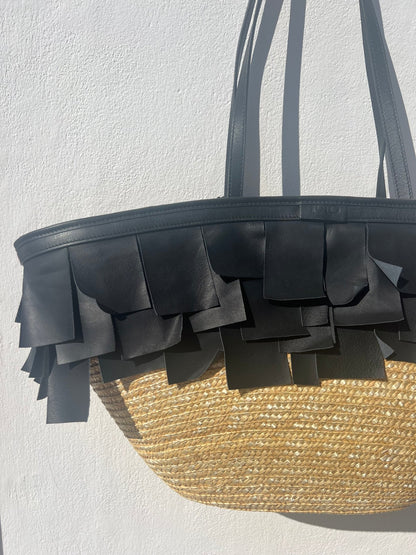 Bag - FORMENTERA Large Palm Basket Natural/Black