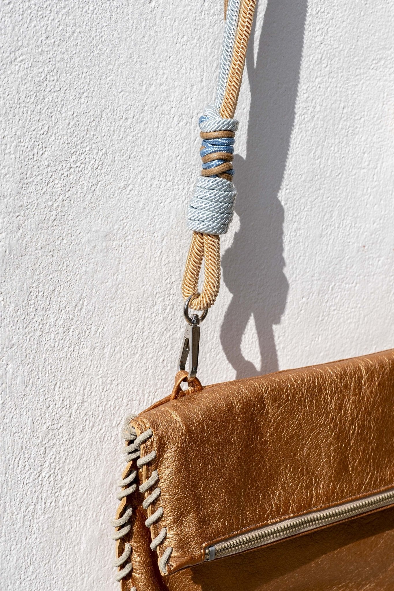 Bag - INCA Bronzed leather With Blue Cord