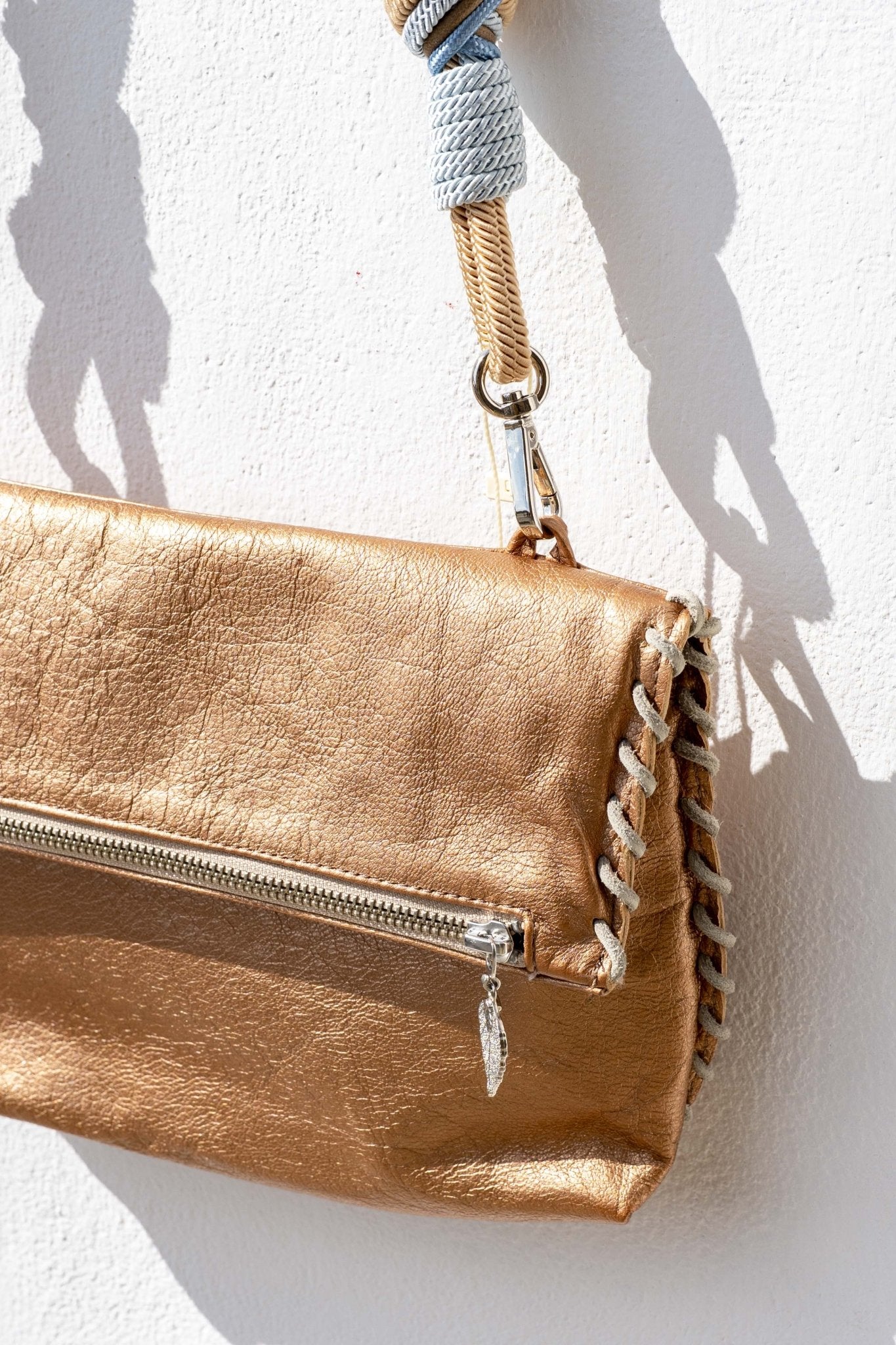 Bag - INCA Bronzed leather With Blue Cord