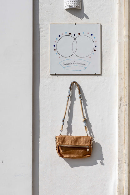 Bag - INCA Bronzed leather With Blue Cord