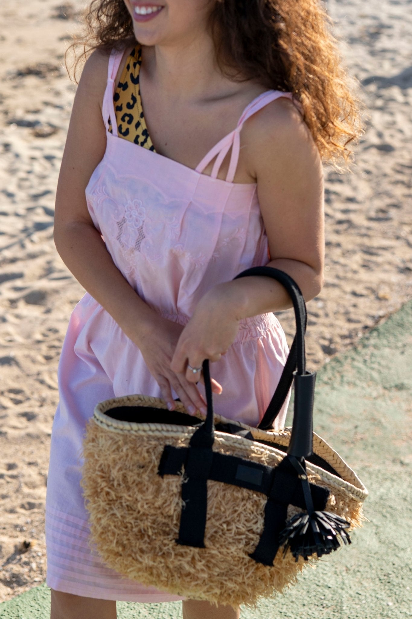 Bag - SAMOS Palm Basket Natural/Black