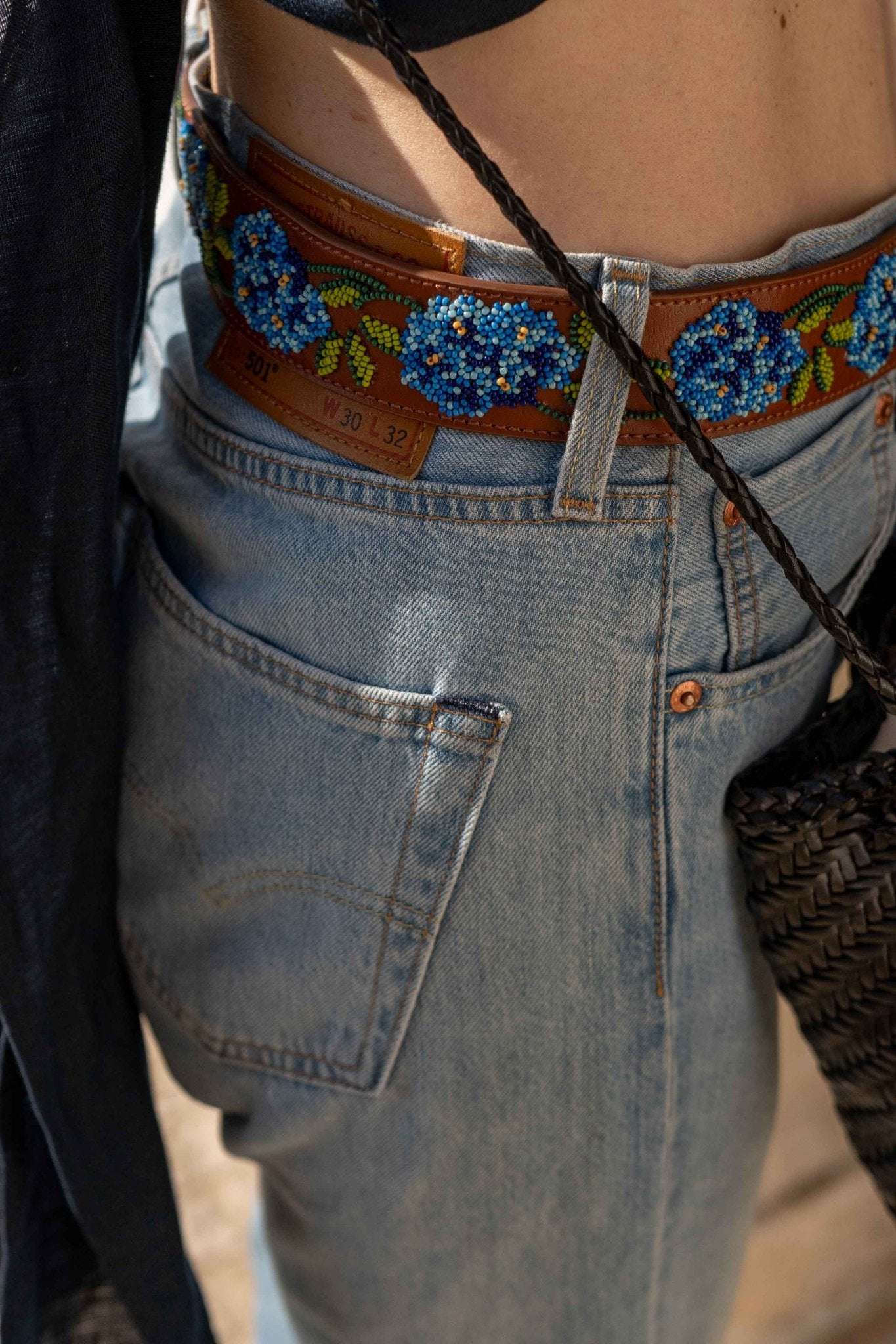 Belts - Leather & Breads FlOWER Belt Blues/Cognac