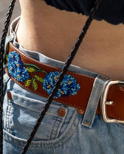 Belts - Leather & Breads FlOWER Belt Blues/Cognac