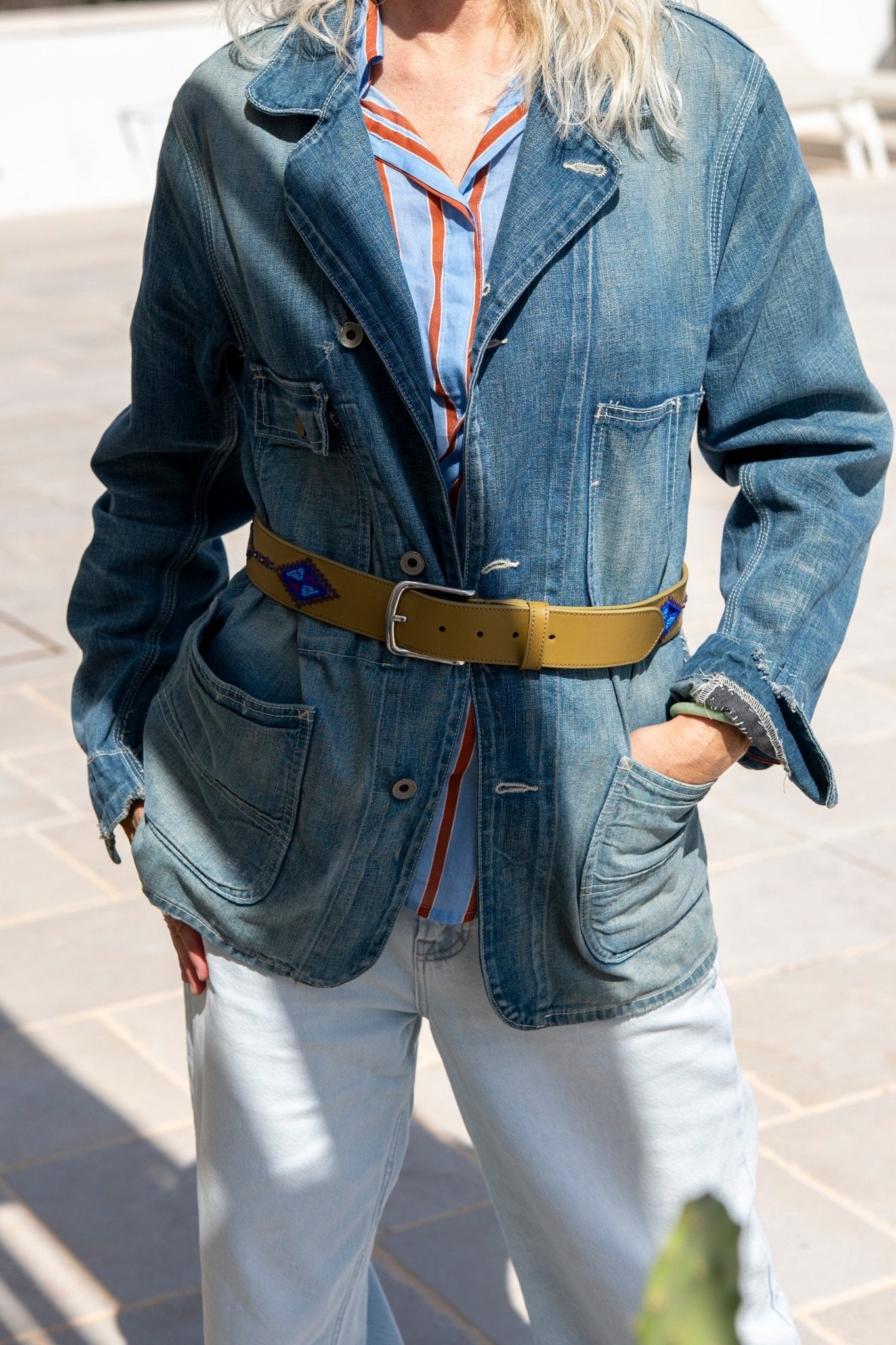 Belts - Leather CHEROKEE Belt Purple Blue/ Pistachio