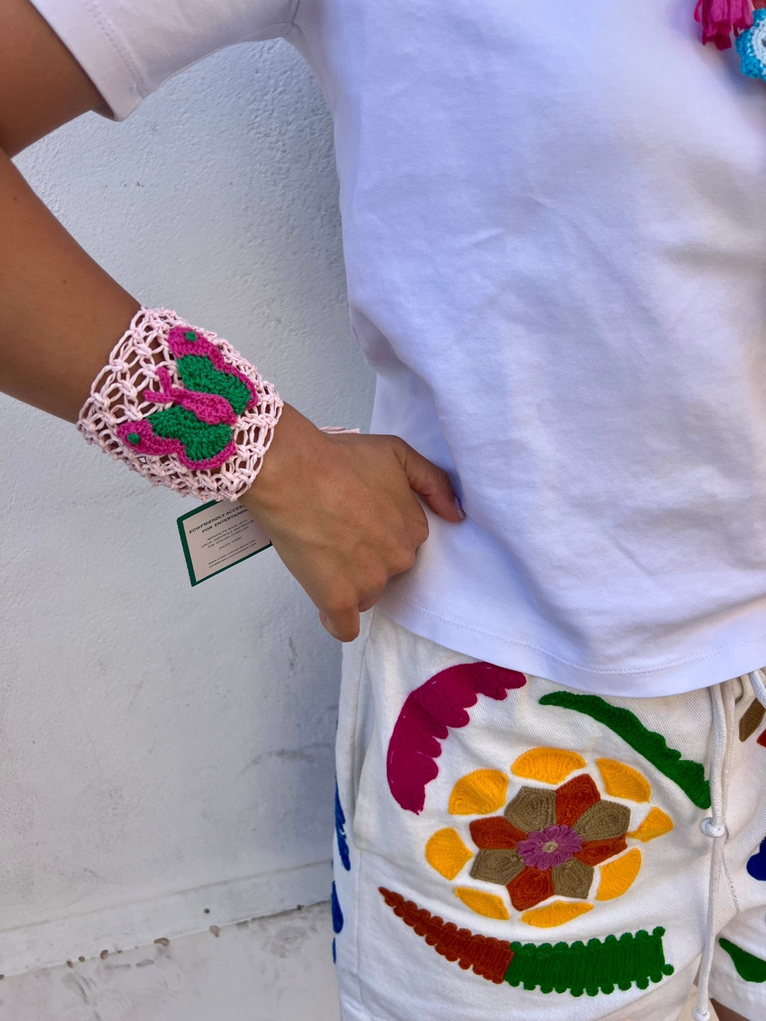 Bracelet - Cotton And Raffia Cuff bracelet Butterfly