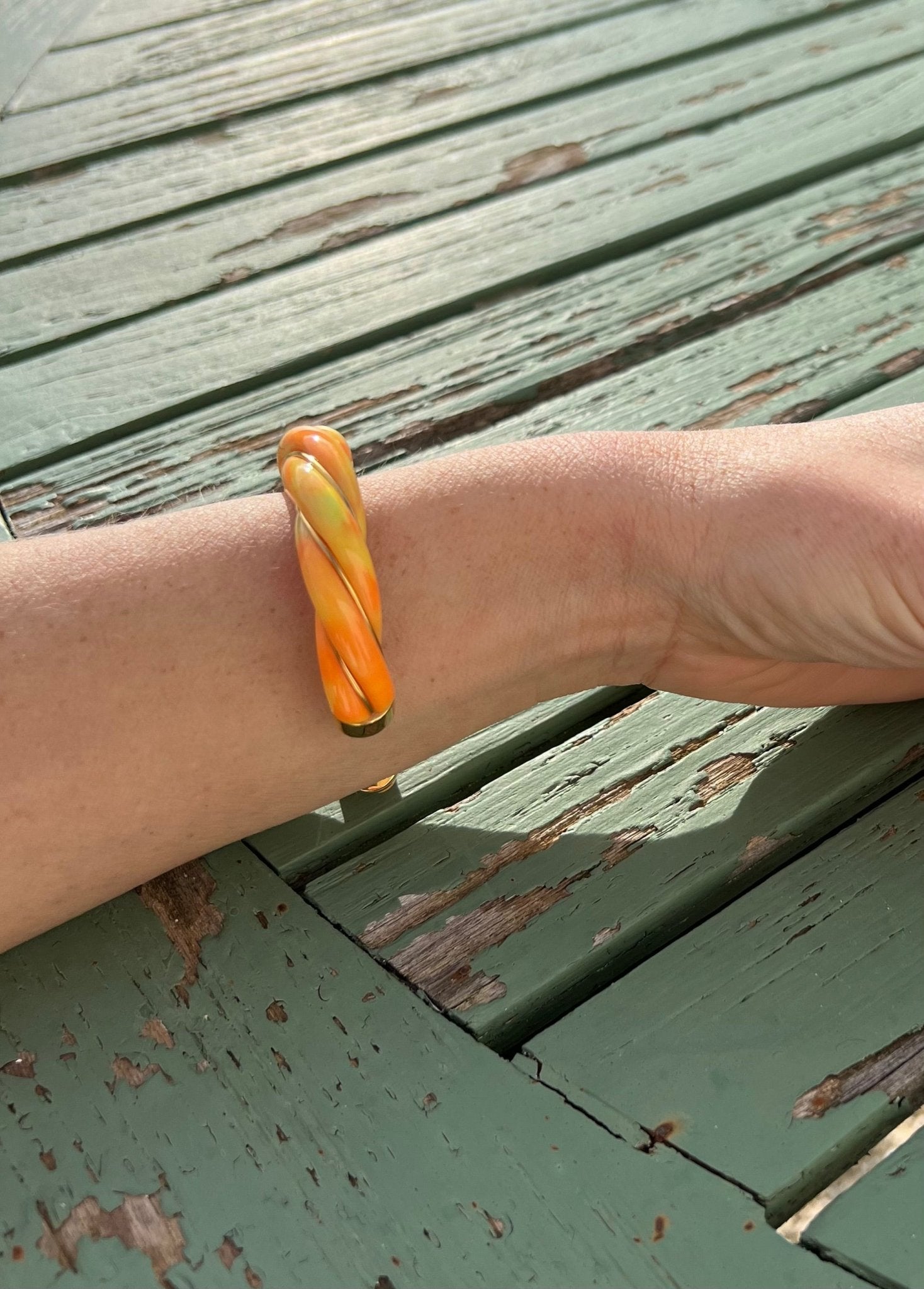 Bracelet - Jonc DIANA Tie & Dye Orange and yellow