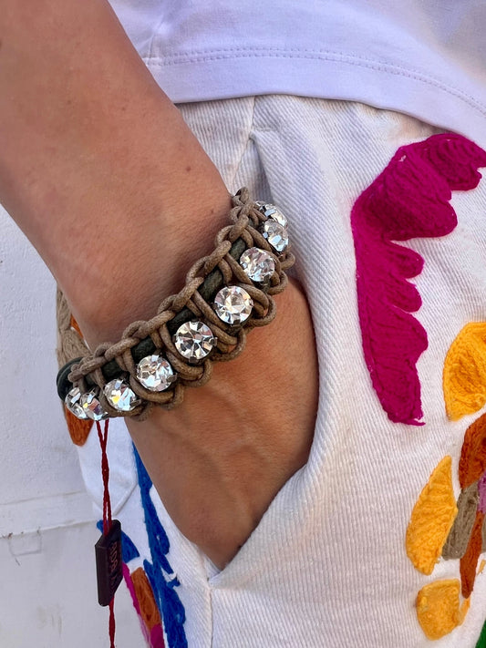 Bracelet - Juliette Bracelet Beige Green & Stones