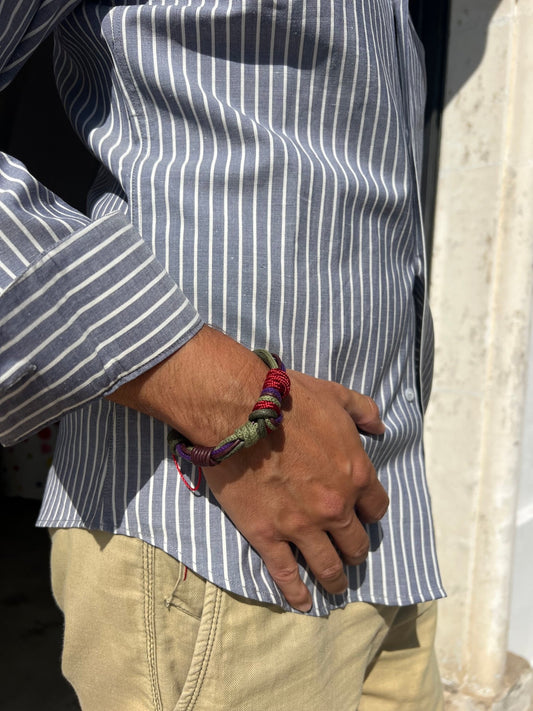 Bracelet Men - Knot Bracelet Macrame Red & Brown