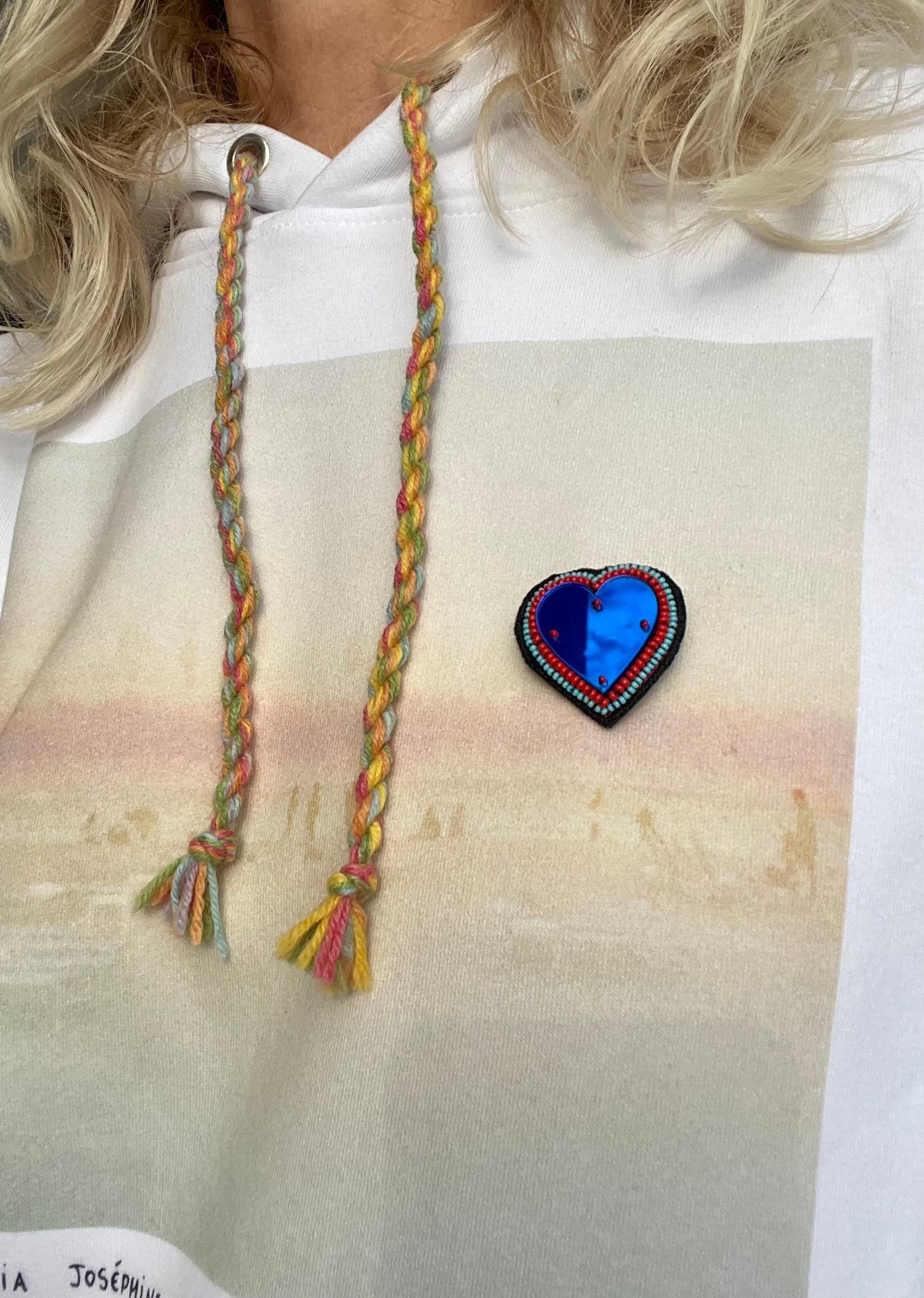 Brooch - HEART Mirror Blue