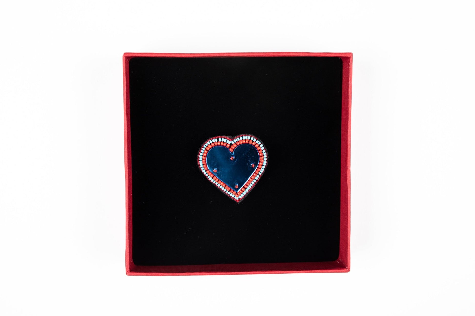 Brooch - HEART Mirror Blue