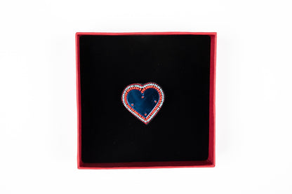 Brooch - HEART Mirror Blue