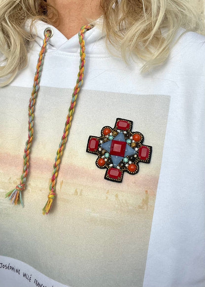 Brooch - Luxury ORTHODOX CROSS brooch Red & Blue