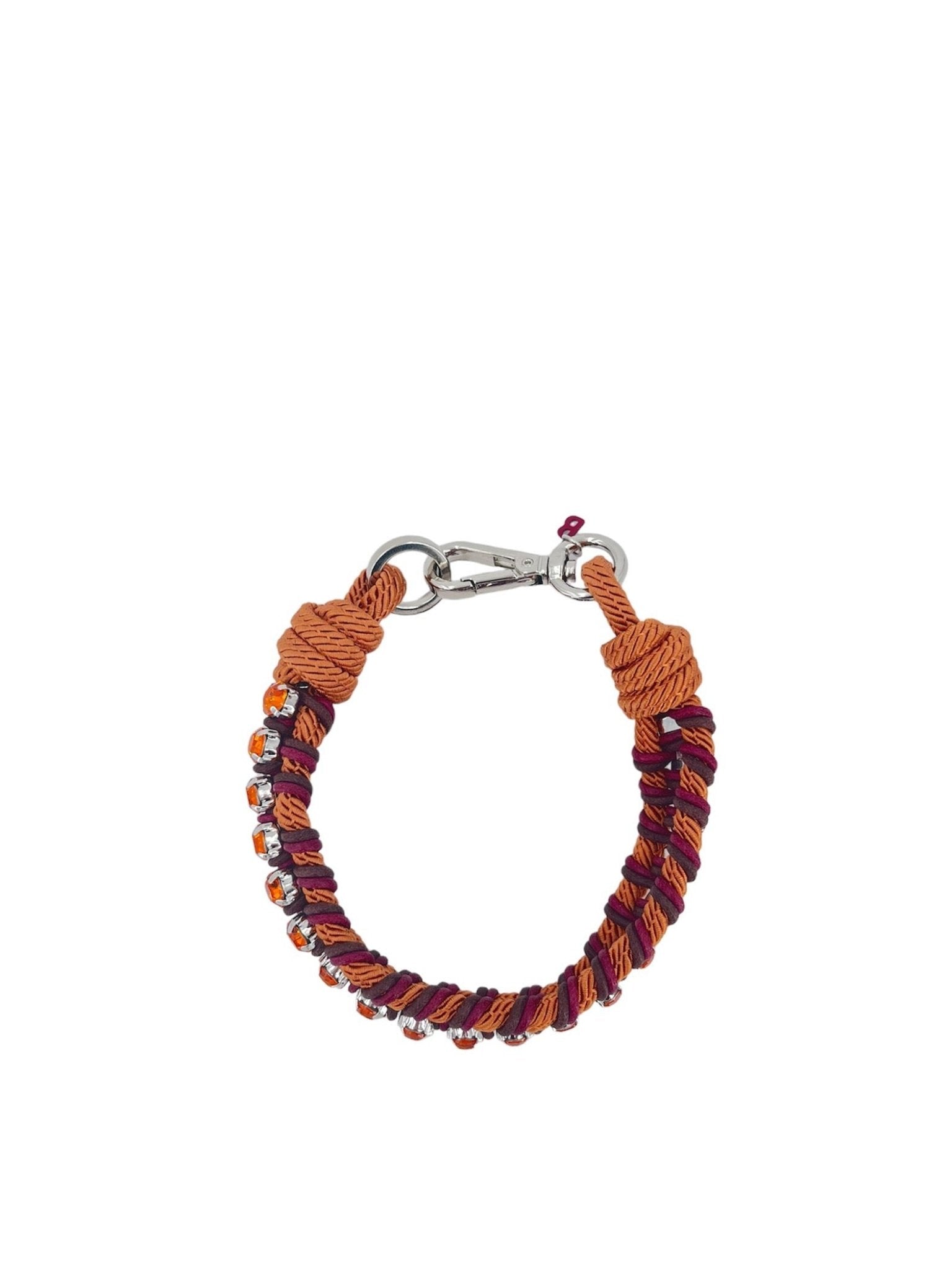 Dog Collar - Juliette Orange & Brown with Stone