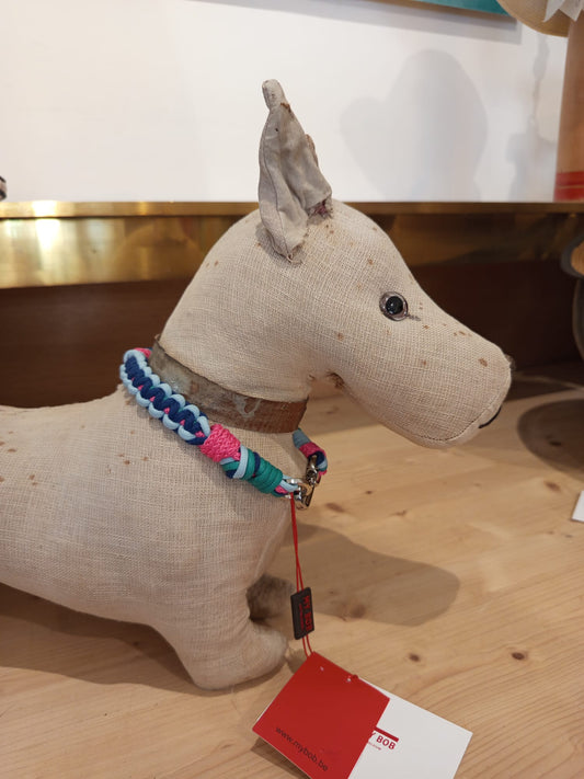 Dog Collar - Tarzan macrame Fushia and Blue