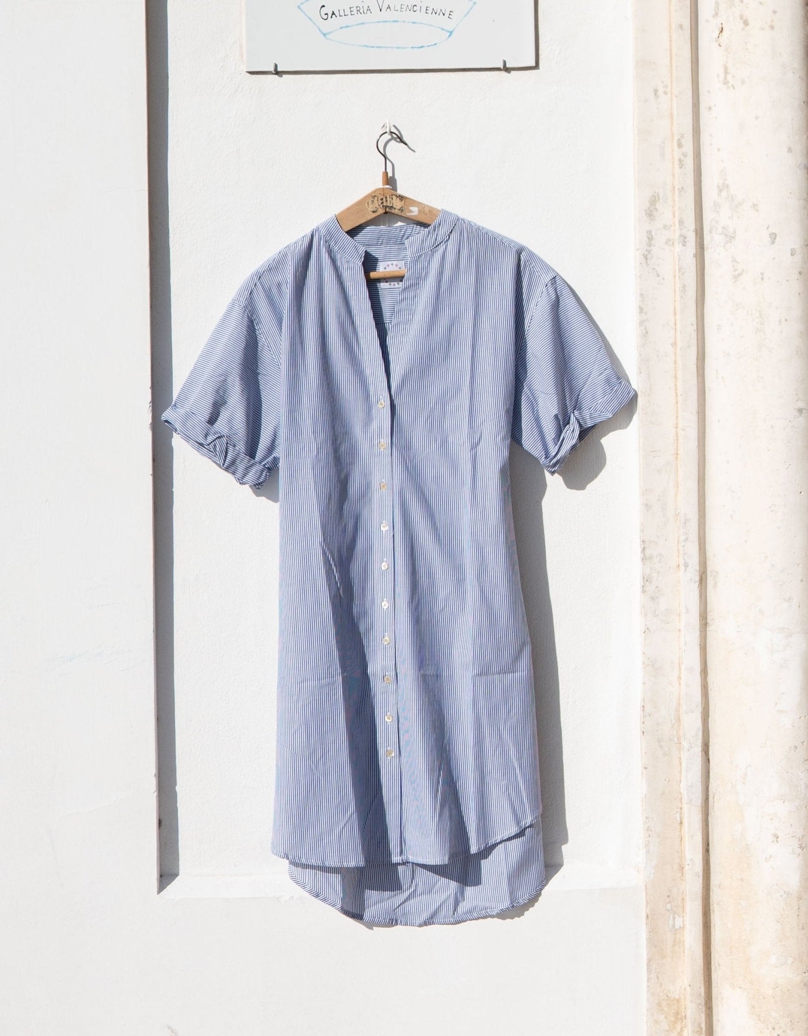 Dress - Gina Dress BLue & white thin Lines