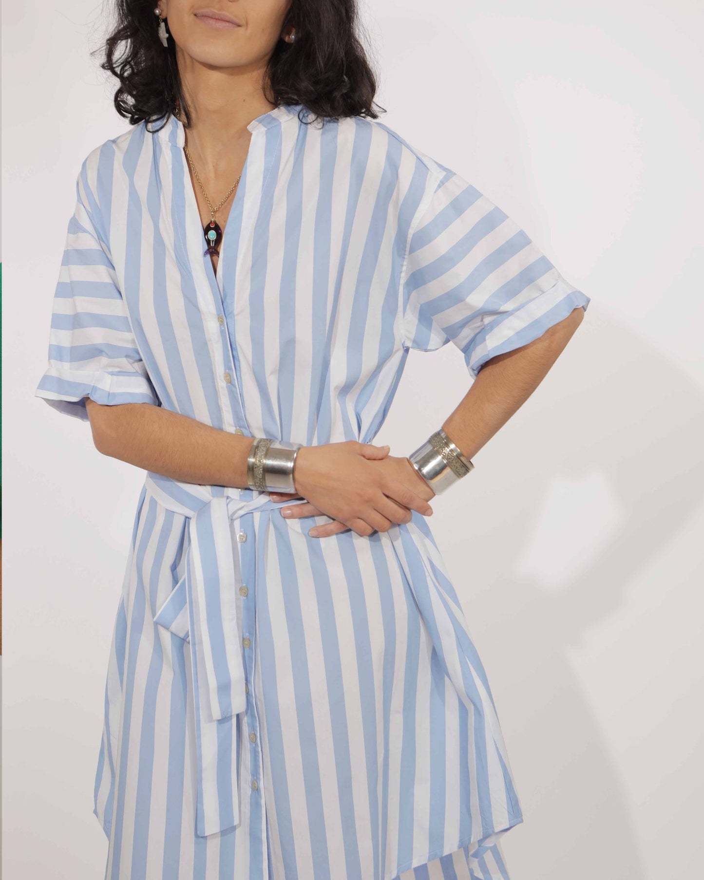 Dress - Gina Dress large sky blue Stripes