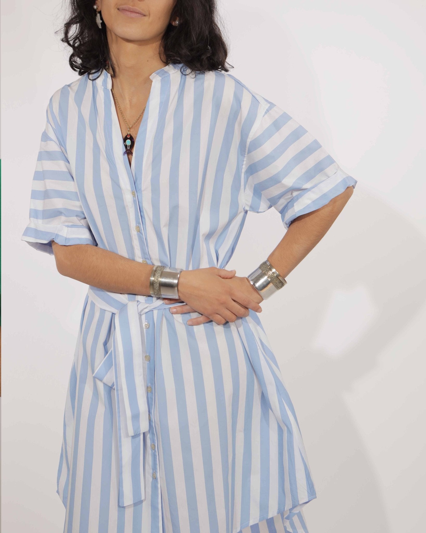 Dress - Gina Dress large sky blue Stripes