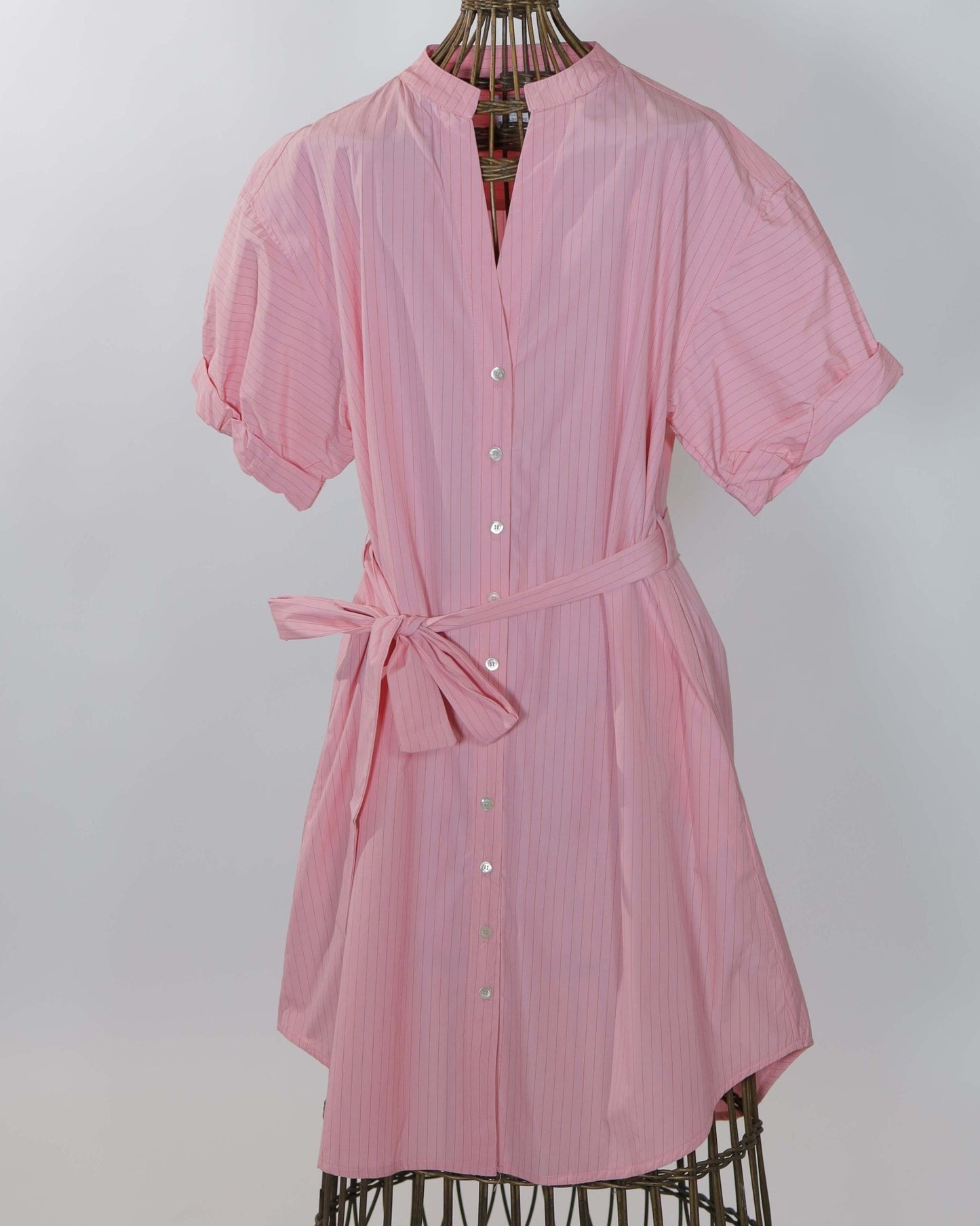 Dress - Gina Dress Pink with fine Red Lines