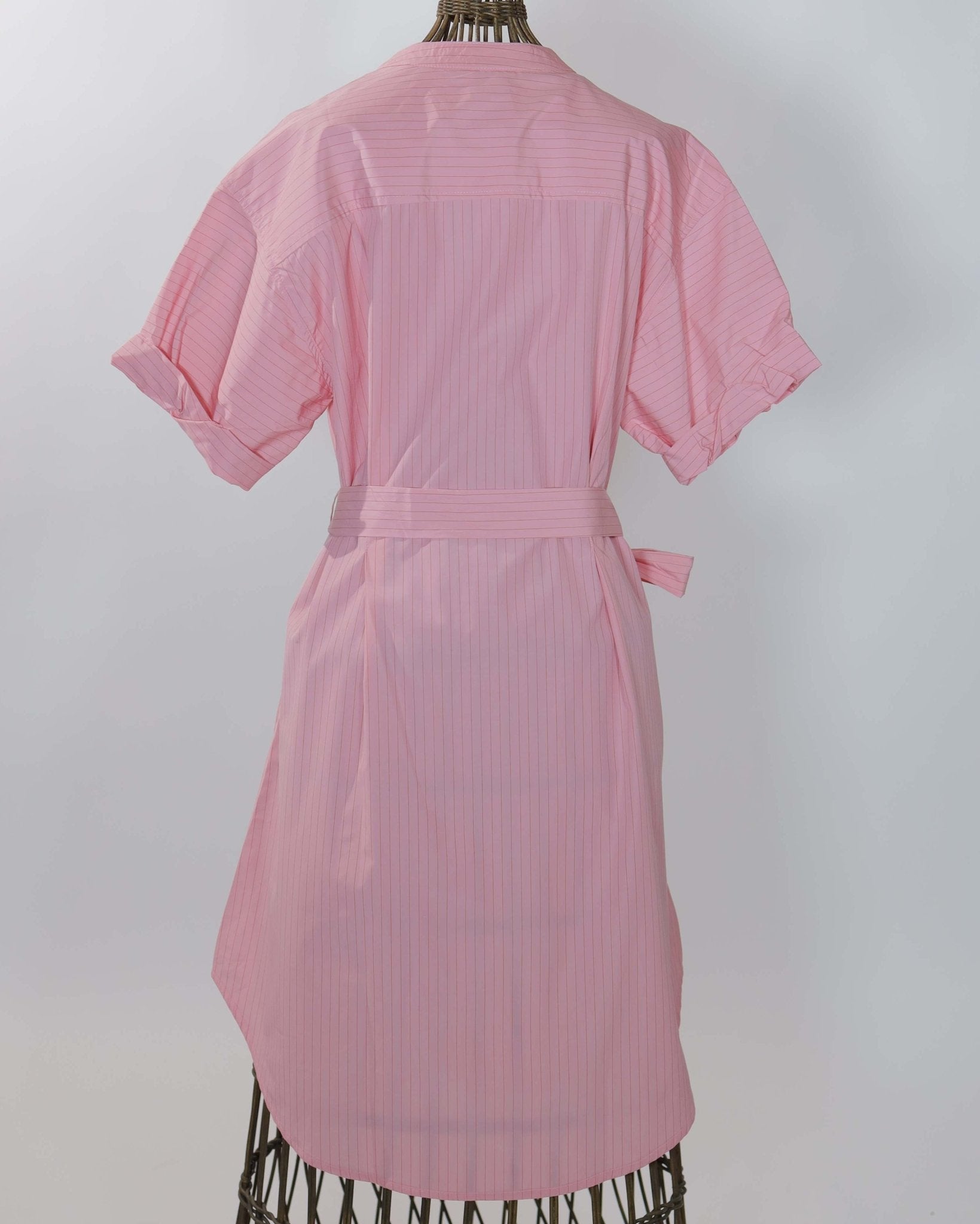 Dress - Gina Dress Pink with fine Red Lines