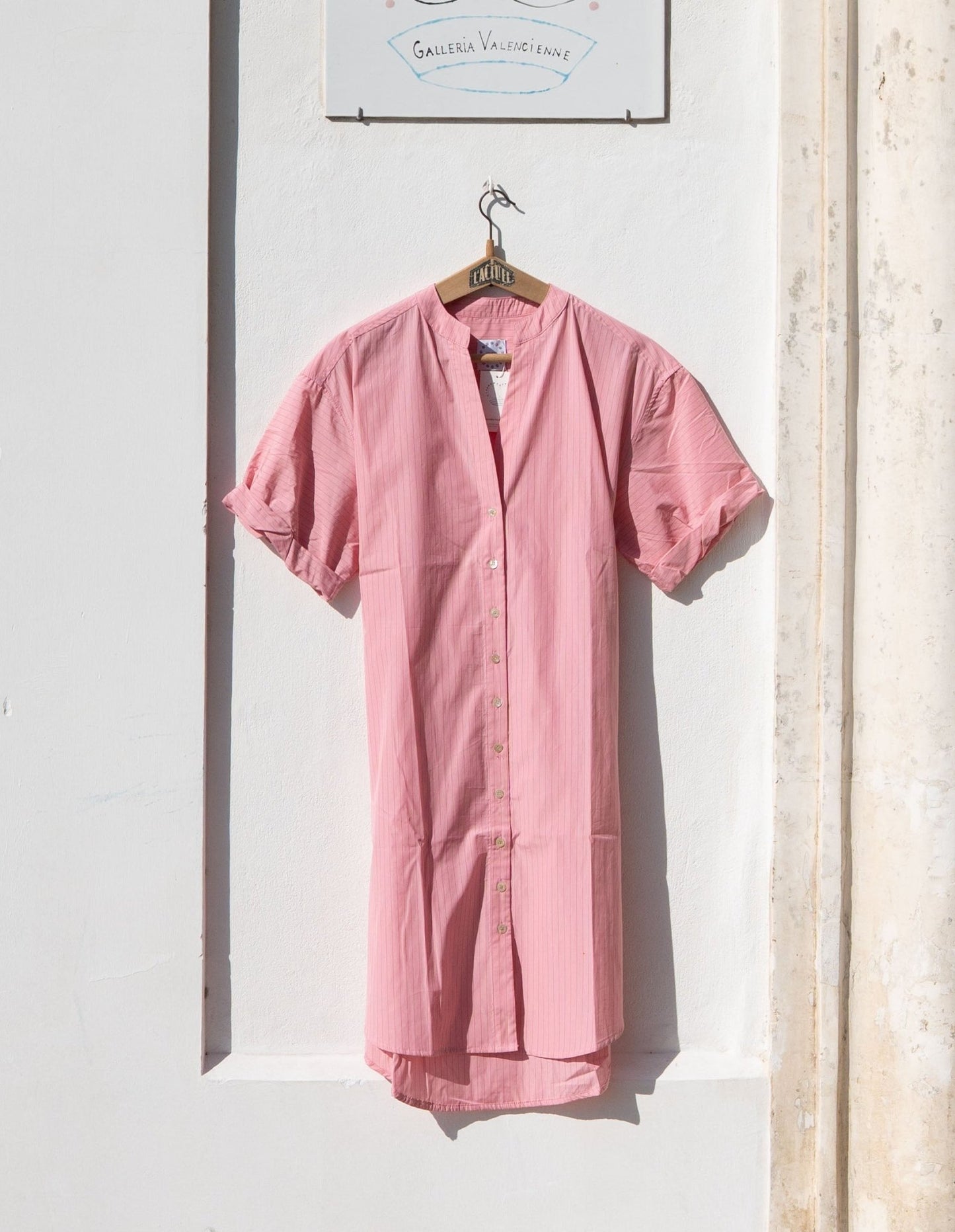 Dress - Gina Dress Pink with fine Red Lines