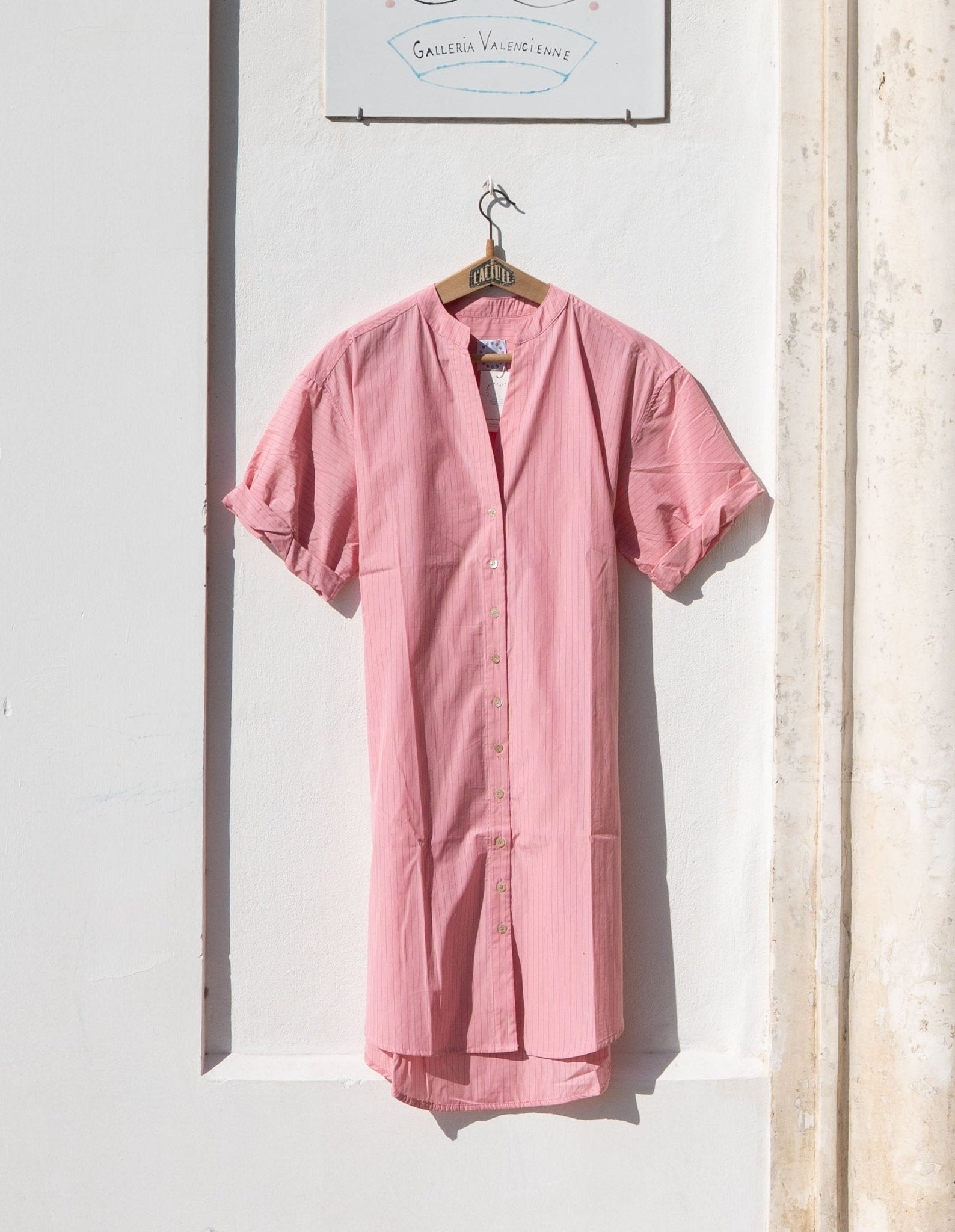 Dress - Gina Dress Pink with fine Red Lines