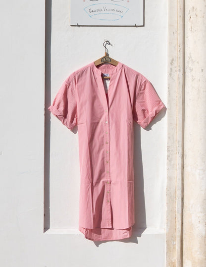 Dress - Gina Dress Pink with fine Red Lines