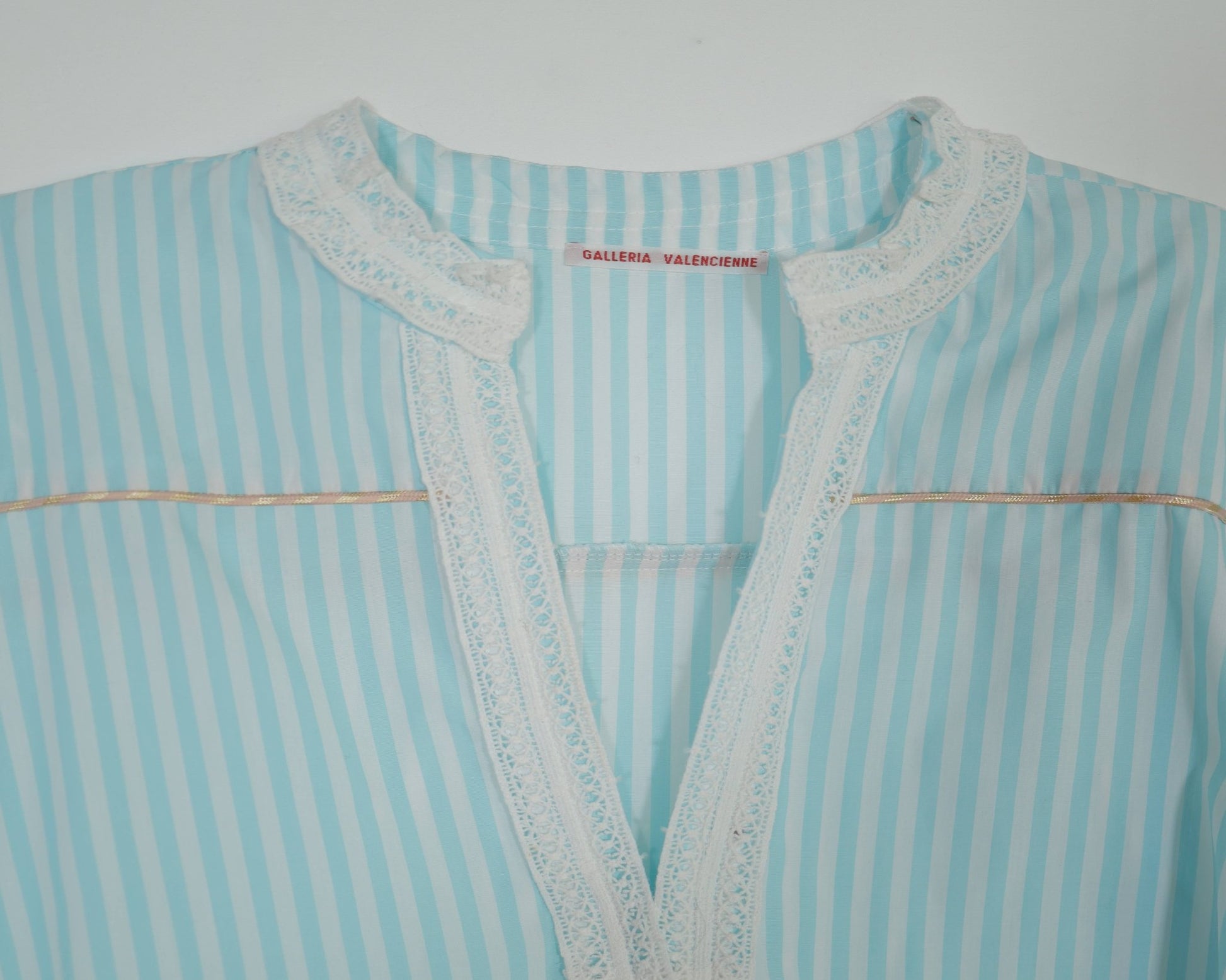Dress - Romy Large stripes Lagoon blue dress and powder pink and cream piping