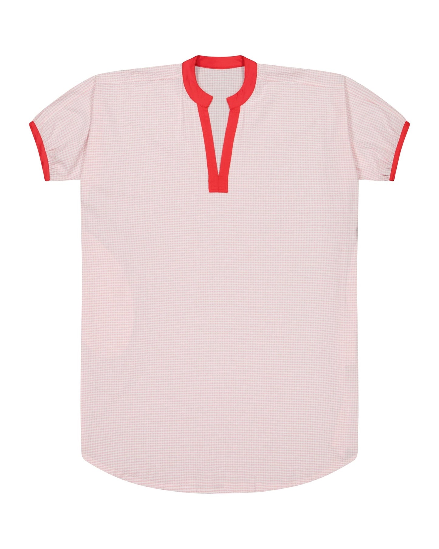 Dress - Romy Pink Gingham Dress With Lace And Red Armholes