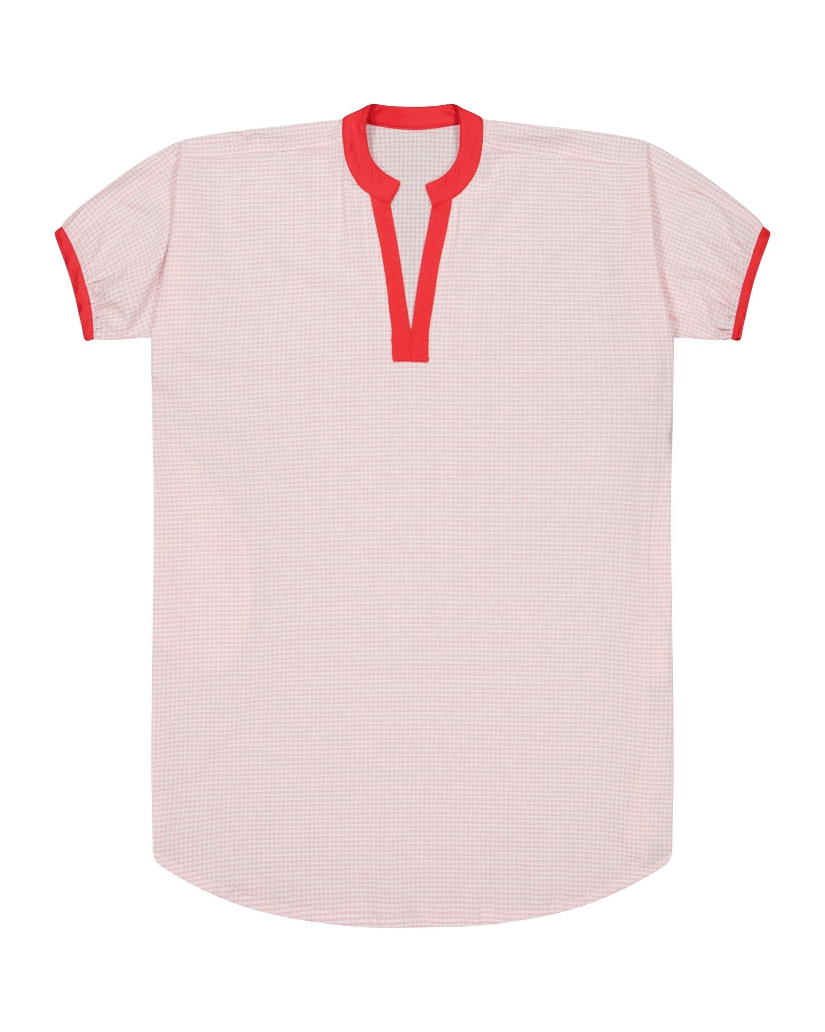 Dress - Romy Pink Gingham Dress With Lace And Red Armholes