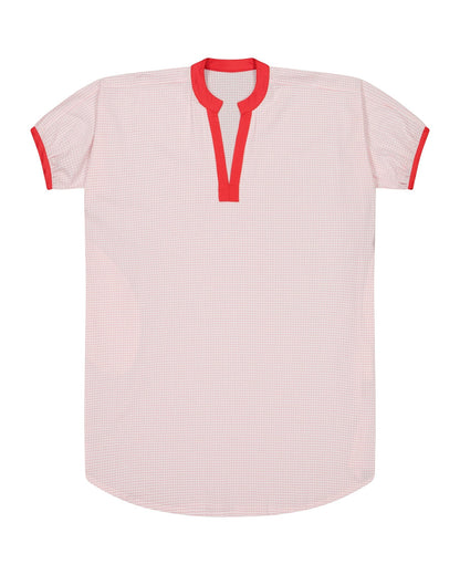 Dress - Romy Pink Gingham Dress With Lace And Red Armholes