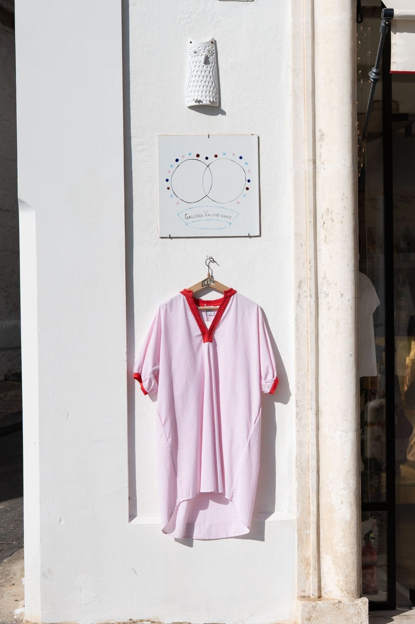 Dress - Romy Pink Gingham Dress With Lace And Red Armholes