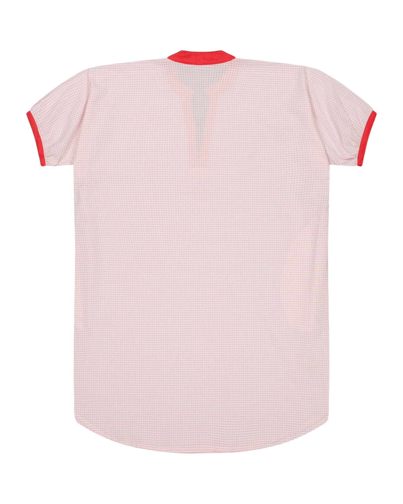 Dress - Romy Pink Gingham Dress With Lace And Red Armholes