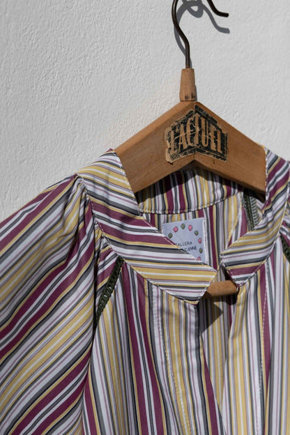 Dress - Simonetta Cotton Veil Terracota & Yellow Stripes Insert Lace Kaki TU